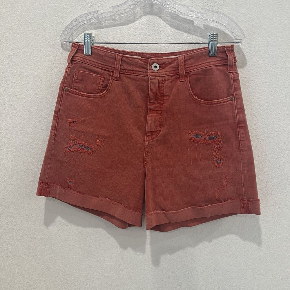 Pilcro and the Letterpress High Waist Raw Hem Denim Boyfriend Jean Shorts Sz 28
